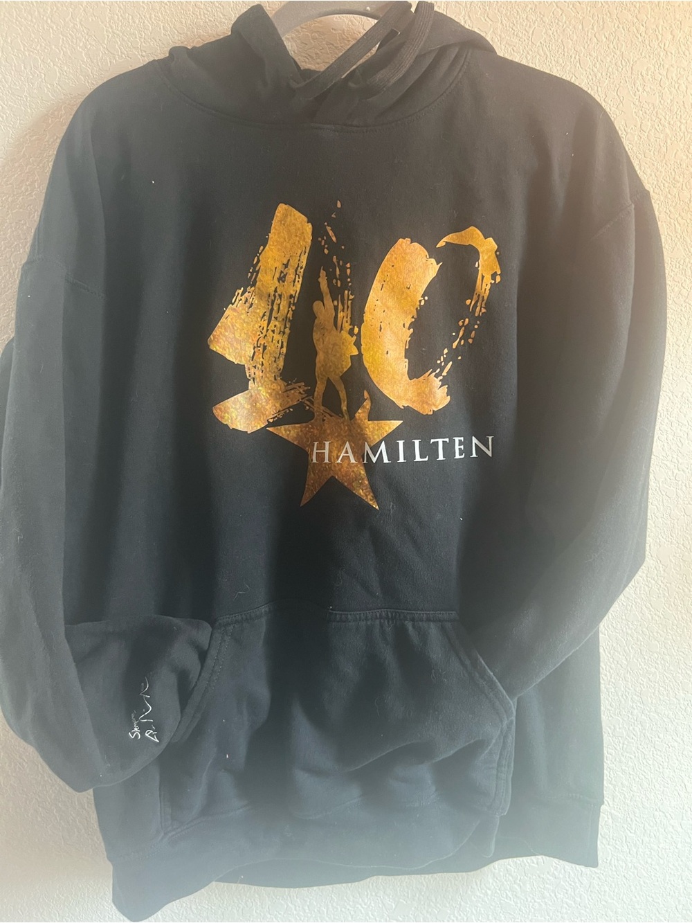 Hamilton Black Crewneck Hoodie with Metallic Gold '10' Graphic